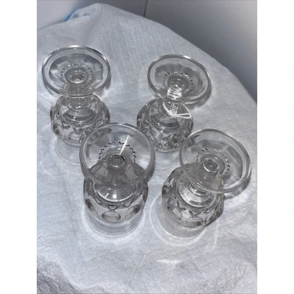 Tiffin Glass kings‎ Crown Franciscan Set of 4 Thumbprint Cordials